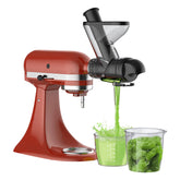 Heiolkako juicer attachment fits KitchenAid mixers for convenient home juice extraction.