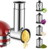 Heiolkako stainless steel slicer shredder attachment – front view for quick, uniform prep.