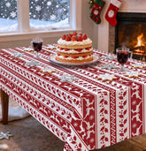 HEIPINIUYE Christmas tablecloths, red and white pattern, 54x108 inches, 6-pack for easy cleanup.