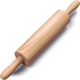 HELFERX 17.6-inch wooden rolling pin with ergonomic handles for precise dough control.