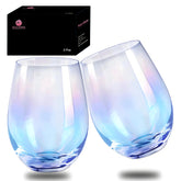HELLWANG iridescent wine glass 20oz with color shifts for elegant wine moments.