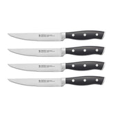 HENCKELS Forged Accent steak knife set front view highlighting precision blades.
