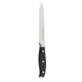 Henckels Forged Premio 5-inch serrated utility knife blade for crusty bread.