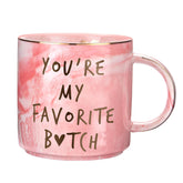 Hendson pink marble mug with You're My Favorite design for daily coffee rituals.