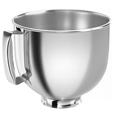 Henryz 5qt stainless steel mixer bowl with handle for secure pouring.
