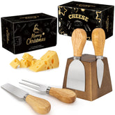 HEORIM cheese knife set semi-heart knife on a charcuterie board for easy spreading.