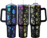 Heqianco 40oz Christmas tumbler with handle for on the go hydration
