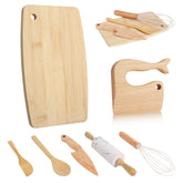 HEQU 7-piece wooden kids knife set for safe real-cooking practice with kids