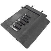 HERSENT knife roll bag closed with 11 sleeves for organized transport.