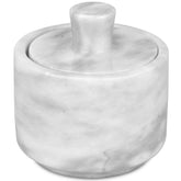 HESHIBI marble salt cellar with lid on kitchen counter keeps spices fresh.