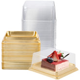 Hewnda gold cake pans bottom 3in and height 1-1/2in for stable presentation.