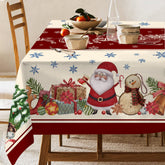 Hexagram snowman tablecloth rectangular 60x120 adds festive warmth to holiday dining.