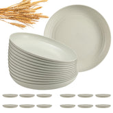 Heycome 12-piece wheat straw deep dinner plate, durable and BPA-free for everyday meals.