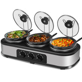 HEYNEMO triple slow cooker buffet server keeps dishes warm for gatherings