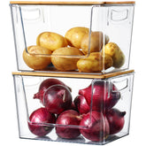 Heyuzb pantry organizer stackable bin on counter saves space and keeps produce visible.