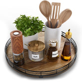 HGF Acacia lazy susan 13in top view for easy condiment access