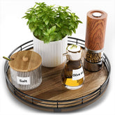 HGF 10-inch acacia wood lazy susan with smooth 360° rotation for condiments.