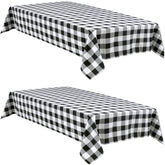 Hiasan buffalo plaid tablecloth 60x84 inch in black and white for casual dining.