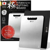 HIBINO titanium cutting board surface shows durable, non-toxic material for safe food prep.