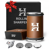 HIBWA rolling knife sharpener kit front view shows compact design for on-the-go sharpening.