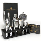 Highball & Chaser cobbler shaker set on stand for a modern home bar