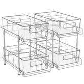 HIHEGD two-tier bathroom organizer with dividers keeps toiletries neatly separated