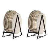 Hikinlichi 2-pack triangle plate holders show durable metal build for organized dish storage.