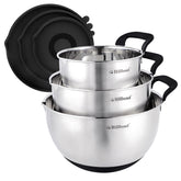 Hillbond 3-piece bowls with pour spouts for easy cooking prep and storage.