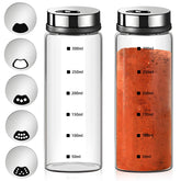 HINGTAI 2Pcs salt and pepper shakers in clear boron glass for easy monitoring