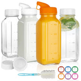 HINGWAH square design glass bottle for easy grip and efficient fridge storage.