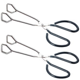 HINMAY 10-Inch heavy-duty stainless steel kitchen tongs with a sturdy grip for flipping.