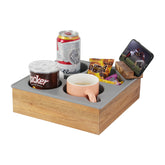 Hitseon couch cup holder tray shows stable assembly for sofa or bed use.