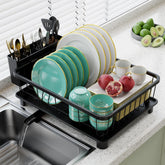 Hiviweer dish drying rack space saving with integrated drainboard