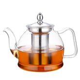 HIWARE 1000ml glass teapot with removable infuser for blooming and loose leaf tea.