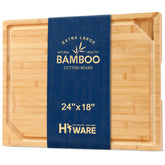 HIWARE 24x18 bamboo serving board top view shows expansive prep space