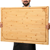 HIWARE 30x20 extra-large bamboo cutting board, top view, showcasing vast prep space.