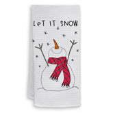 HIWX Let It Snow snowman towel texture in waffle weave for festive kitchen decor