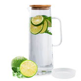 HJN glass pitcher with lid, secure spout for clean pouring.