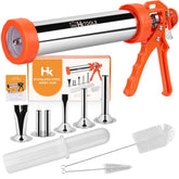 HK Jerky Gun assembly showcases robust stainless steel for durable jerky crafting.