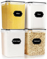 HKJ Chef 4-pack large airtight containers with lids keep pantry items fresh and visible
