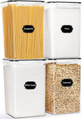HKJ Chef four-pack airtight containers with lids on, ideal for organized bulk storage.