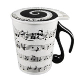 HLJgift Creative musician mug with lid, music staves for a stylish coffee moment.