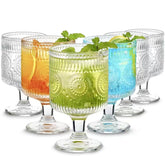 Hlukana vintage goblet with embossed floral design, ideal for wine and cocktails
