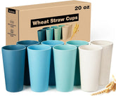 Hlukana Wheat Straw Cups 8-pack, durable and reusable for family drinks