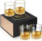 Hlukana four-pack whiskey glasses in a gift box, ideal for celebrations.