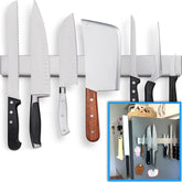 HMmagnets 17-inch knife holder on fridge keeps knives within easy reach.