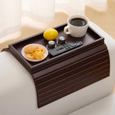 HNLISA bamboo couch arm tray table foldable design enhances sofa organization