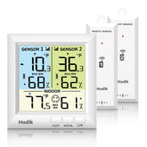 HODIK wireless thermometer display with alarm shows real-time fridge/freezer temperatures for precise monitoring.