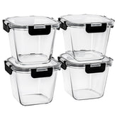 Hoenjuno 32oz glass container four-pack ideal for meal prep and leftovers.