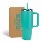 Hogg Big Swig 40oz tumbler with teal handle for on-the-go hydration
